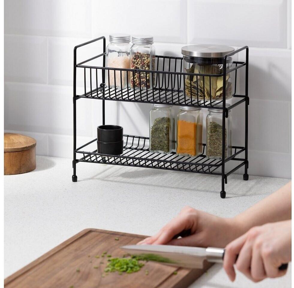 Containers Kitchen Rack Iron Metal 2 Layer Kitchen Racks Organizer Stand - Black