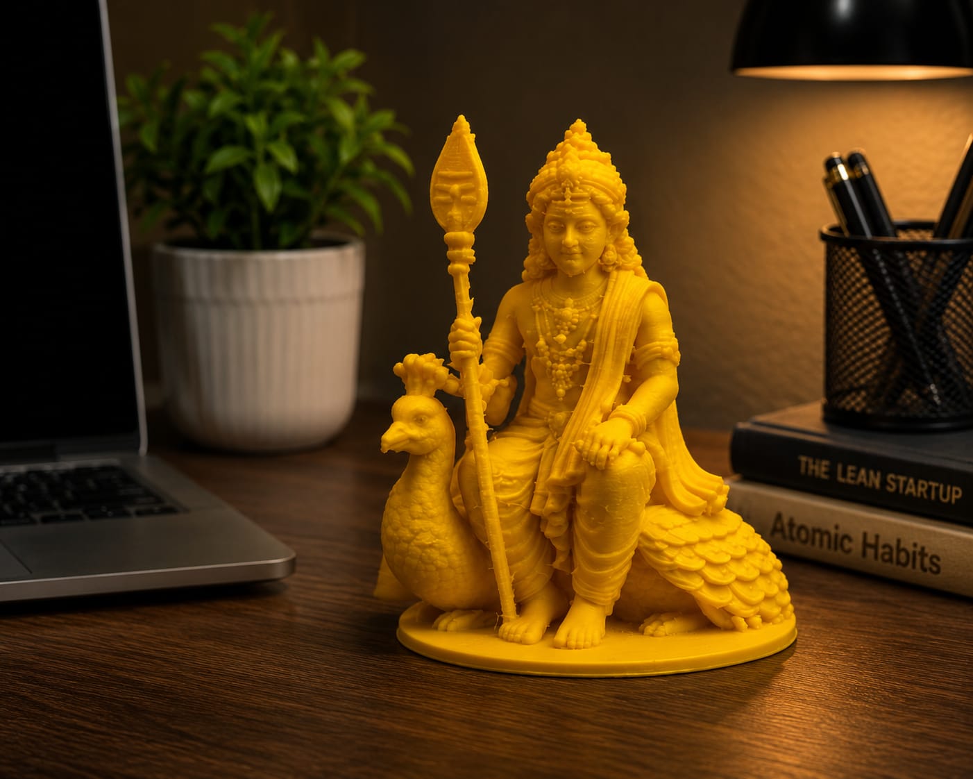 3D Printed Lord Murugan Statue | Premium Desk Decor