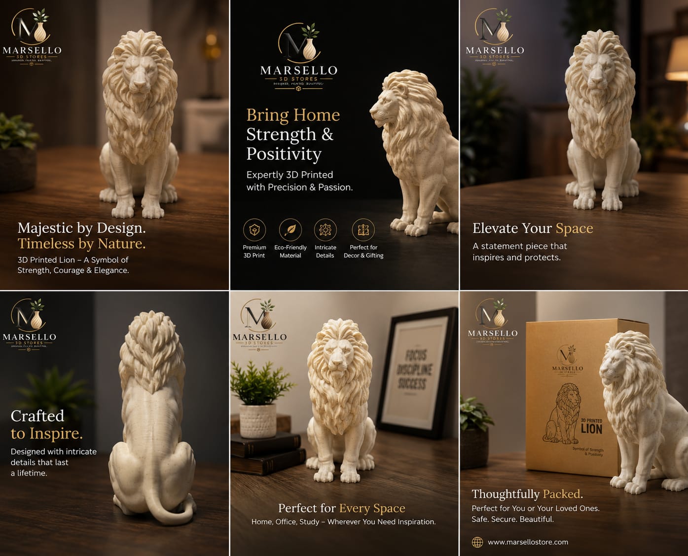 🦁 Majestic Lion 3D Printed Figure – Home & Office Decor