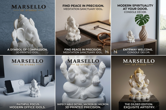 Premium 3D Ganesha Statue: Compact Divine Idol for Home Decor, Office Desk & Car Dashboard