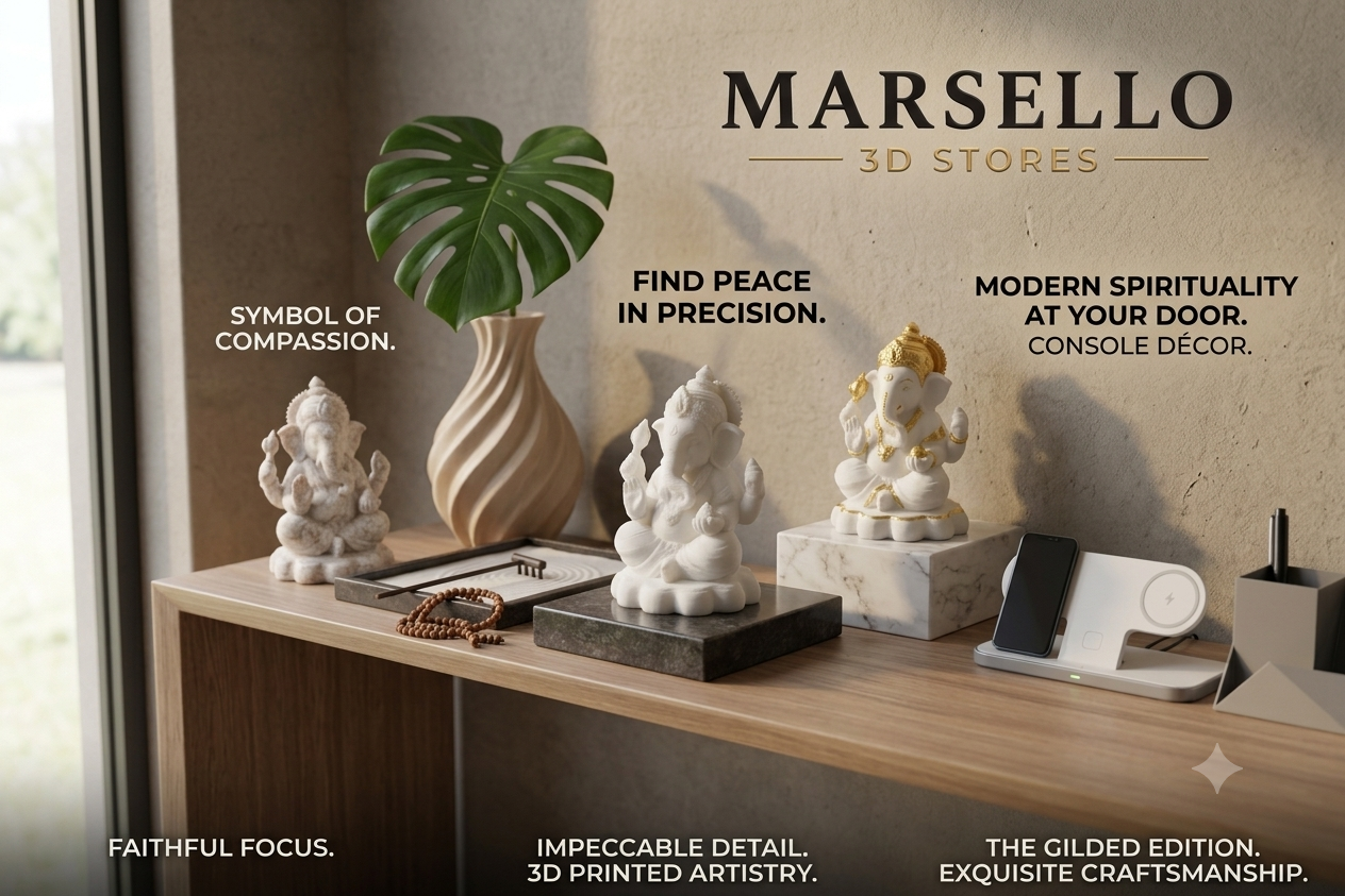 Premium 3D Ganesha Statue: Compact Divine Idol for Home Decor, Office Desk & Car Dashboard