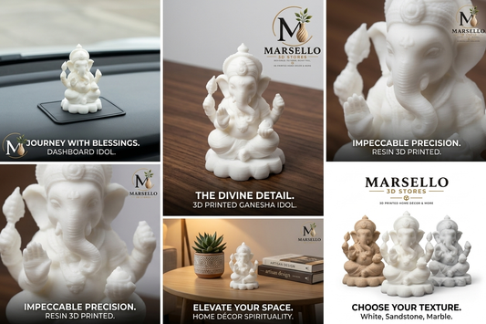 Premium 3D Ganesha Statue: Compact Divine Idol for Home Decor, Office Desk & Car Dashboard