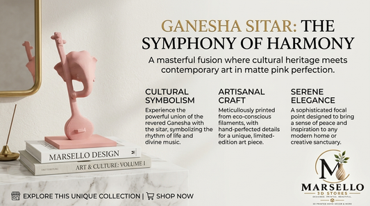 Harmony in Form: The Sitar Ganesha Sculpture 3d Print