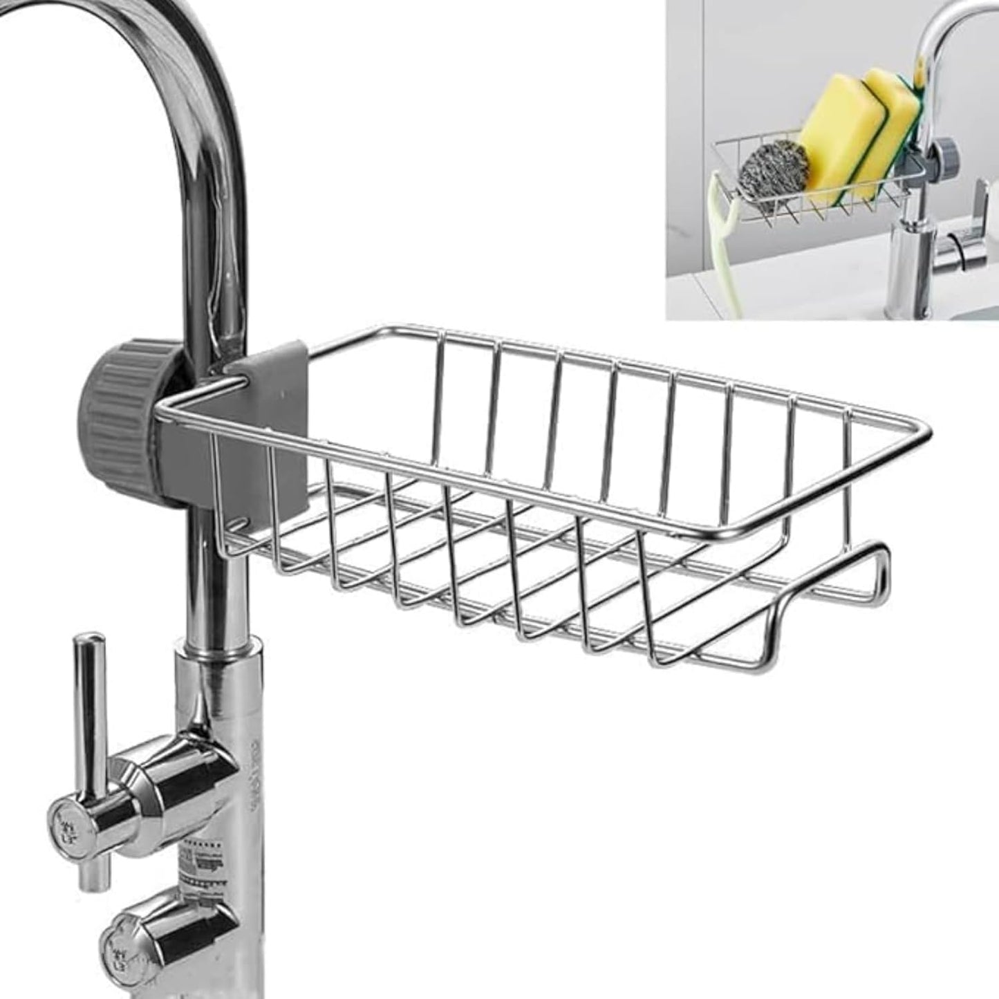 Stainless Steel Adjustable Sink Faucet Shelf Drain Rack | Sink Shelf Soap Sponge Drain Rack Steel | Sink Caddy Organizer