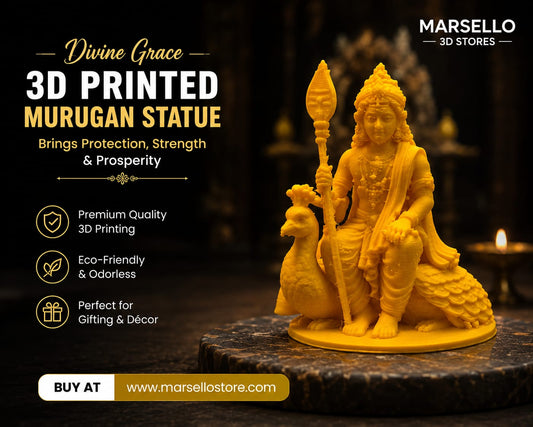 3D Printed Lord Murugan Statue | Premium Desk Decor