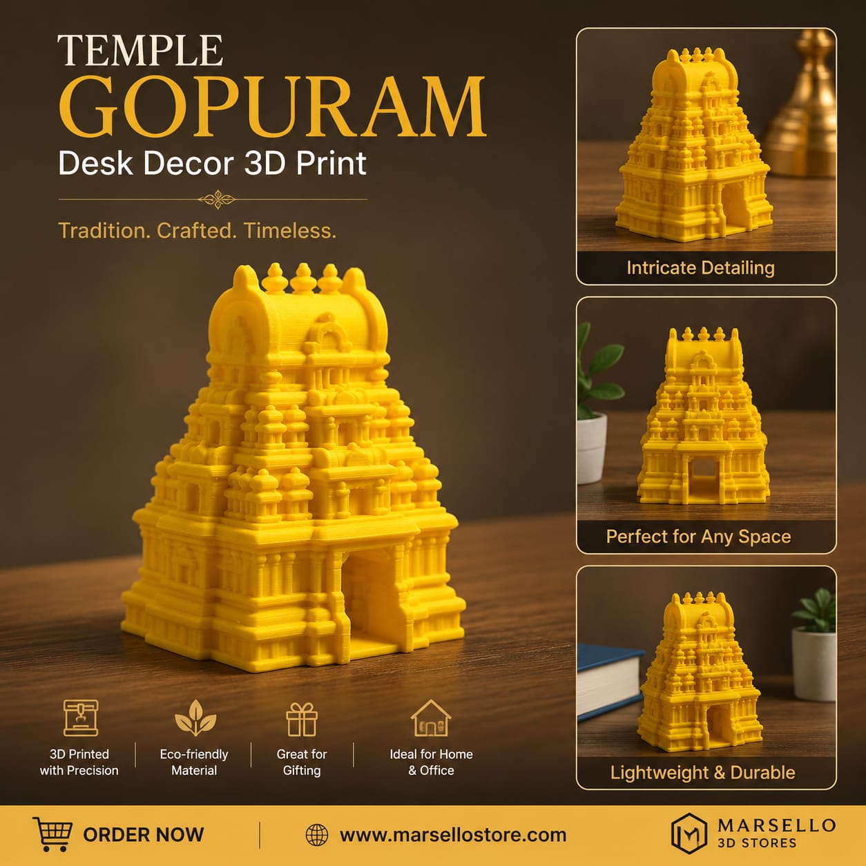 3D Printed Temple Gopuram For Desk