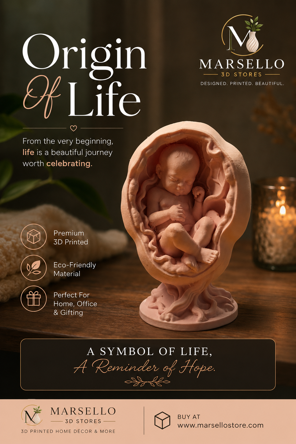 🌱 Miracle Unfolding – 3D Printed Decorative Sculpture