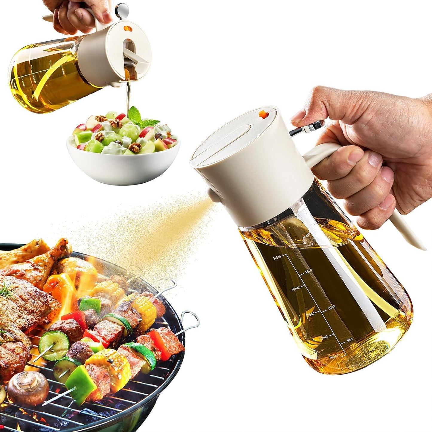 A 2-in-1 Oil Dispenser & Oil Sprayer (500 ml) is a versatile kitchen tool that combines pouring and spraying in one bottle, making it ideal for cooking, baking, grilling, and salads.